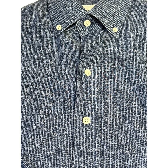 Men's Ledbury Blue Pattern Slim Fit Button-Down Shirt - Picture 2 of 5